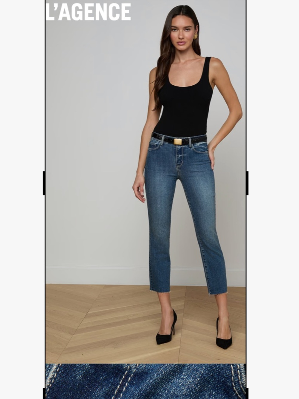 L'AGENCE Dark Blue Cropped Jeans